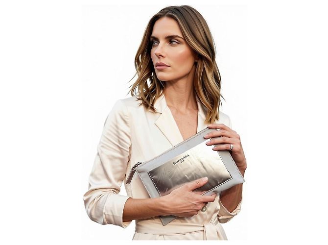 Balenciaga Clutch mit Metallic-Einsatz Beige Metallisch - Ansicht 2