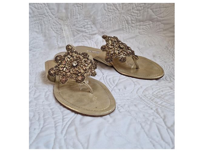 Oscar de la Renta Verzierte Zehentrenner Sandalen Golden - Ansicht 3