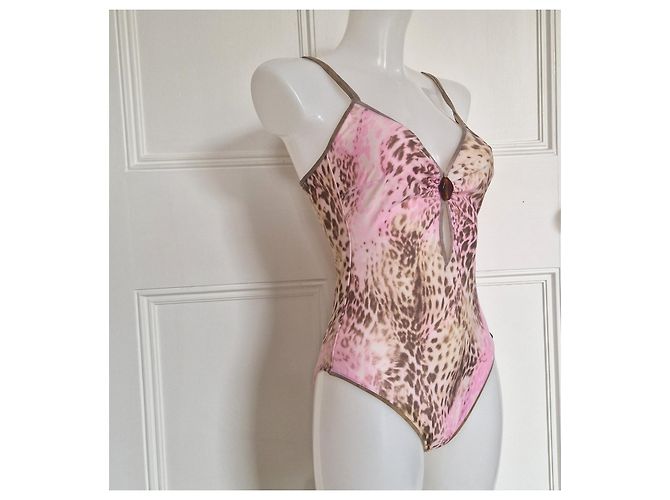 Autre Marque Maryan Mehlhorn Einteiler-Badeanzug Leopardenprint Braun Pink - Ansicht 3