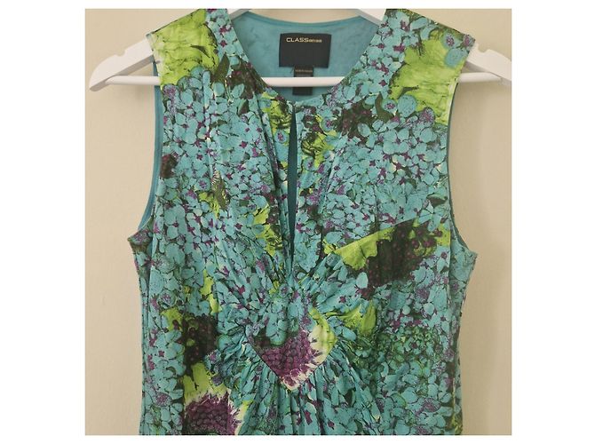 Autre Marque Class Roberto Cavalli Ärmelloses Kleid mit Blumenprint Blau Grün Lila - Ansicht 3