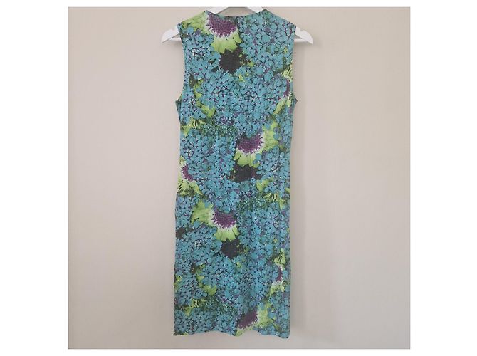 Autre Marque Class Roberto Cavalli Ärmelloses Kleid mit Blumenprint Blau Grün Lila - Ansicht 4