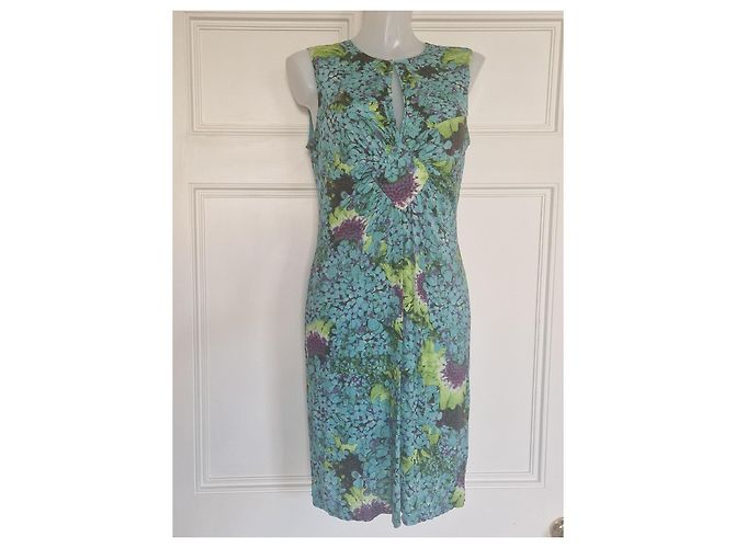 Autre Marque Class Roberto Cavalli Ärmelloses Kleid mit Blumenprint Blau Grün Lila - Ansicht 5