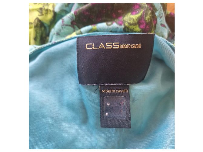 Autre Marque Class Roberto Cavalli Ärmelloses Kleid mit Blumenprint Blau Grün Lila - Ansicht 7