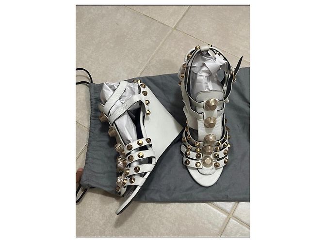 Balenciaga Sandali Zeppa Pelle Bianca Bianco - vista 2