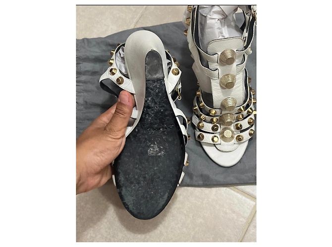 Balenciaga Sandali Zeppa Pelle Bianca Bianco - vista 6