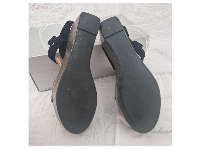 Robert Clergerie Sandali wedge con plateau Nero D'oro - vista 6