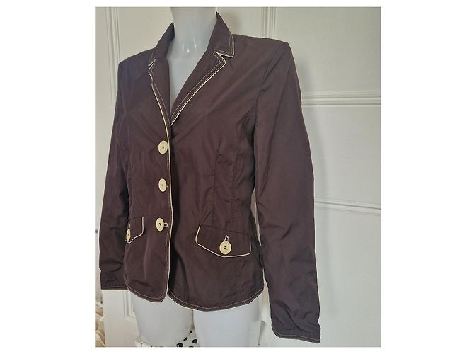 Moncler Brown Polyester Piping Jacket - view 2