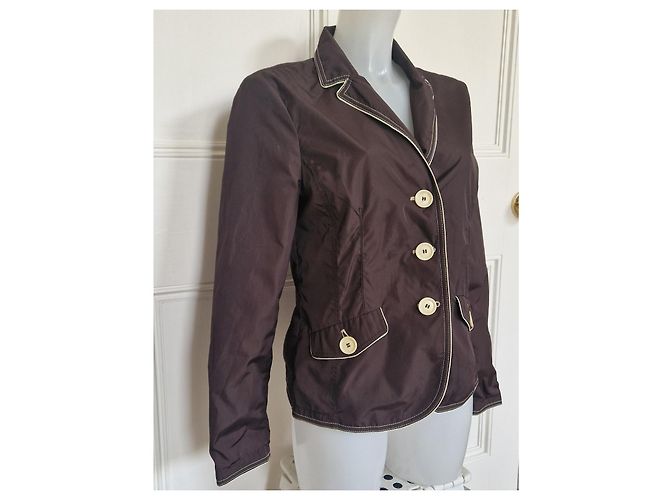Moncler Brown Polyester Piping Jacket - view 3