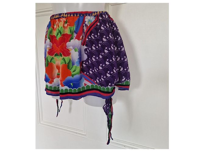 Calções de seda Camilla Estampado Floral Multicor - vista 2