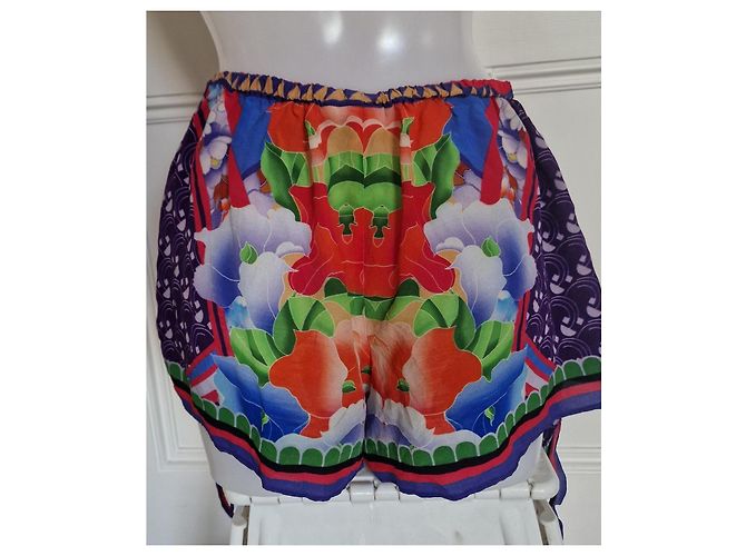 Calções de seda Camilla Estampado Floral Multicor - vista 3