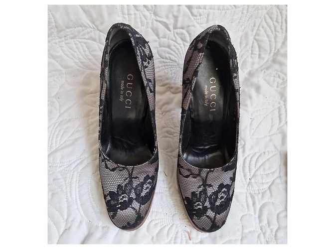 Gucci Décolleté Platform Pizzo Nero Grigio - vista 2