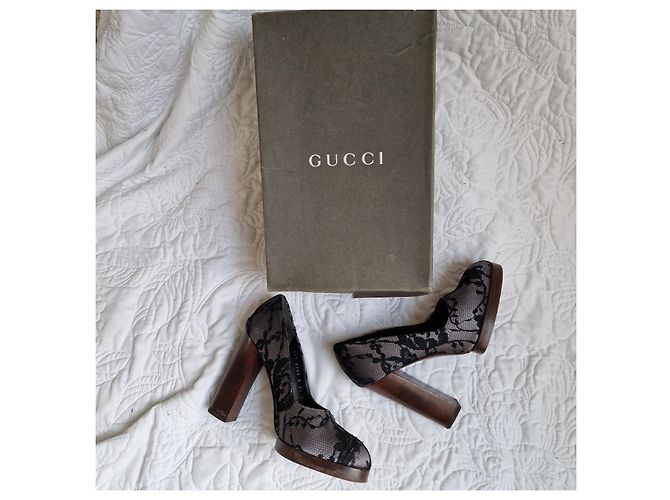 Gucci Décolleté Platform Pizzo Nero Grigio - vista 6