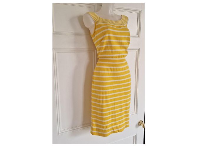 Valentino Studio Gestreiftes Strickkleid Gelb/Weiß - Ansicht 2