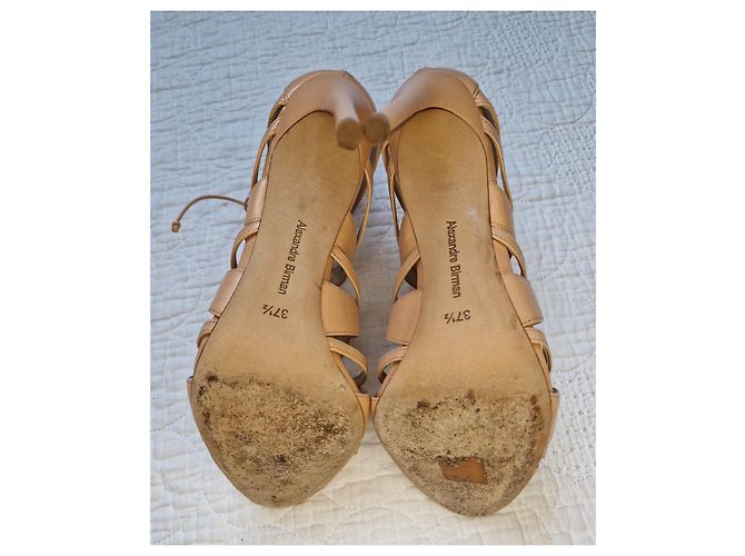 Alexandre Birman Décolleté a gabbia con lacci in pelle beige - vista 5