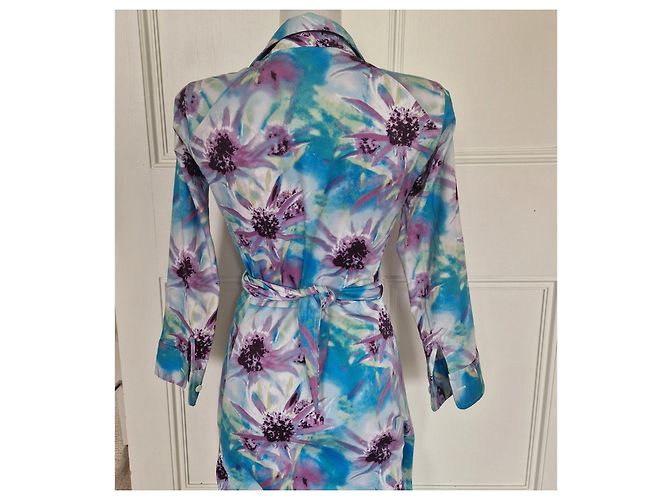 Autre Marque Samantha Sung Wickelkleid mit Blumenprint Weiß Blau Grün Lila - Ansicht 5