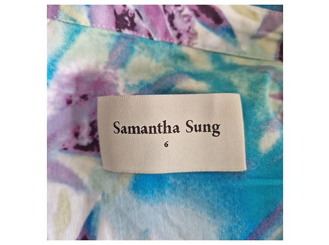 Autre Marque Samantha Sung Wickelkleid mit Blumenprint Weiß Blau Grün Lila - Ansicht 6
