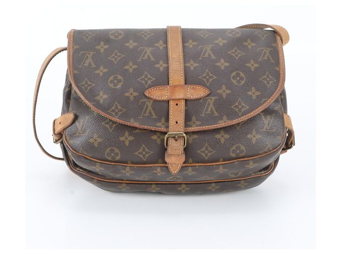 Borsa a tracolla in pelle Louis Vuitton Monogram Saumur 30 M42256 Marrone - vista 3