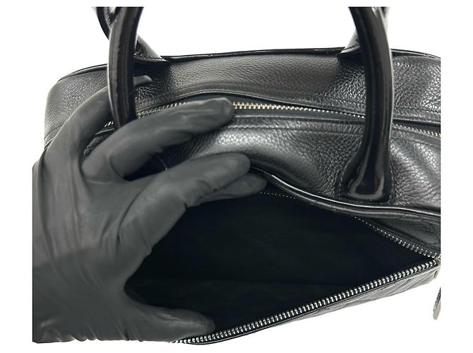 Borsa Mini Boston in pelle vernice con logo Chanel Nero - vista 10
