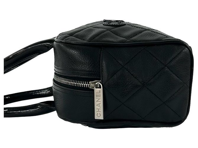 Borsa Mini Boston in pelle vernice con logo Chanel Nero - vista 5