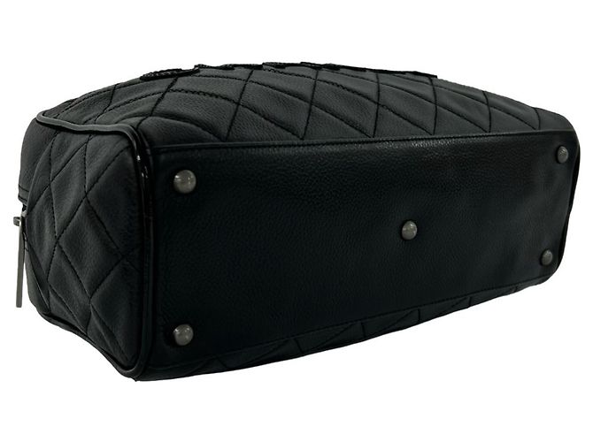 Borsa Mini Boston in pelle vernice con logo Chanel Nero - vista 7