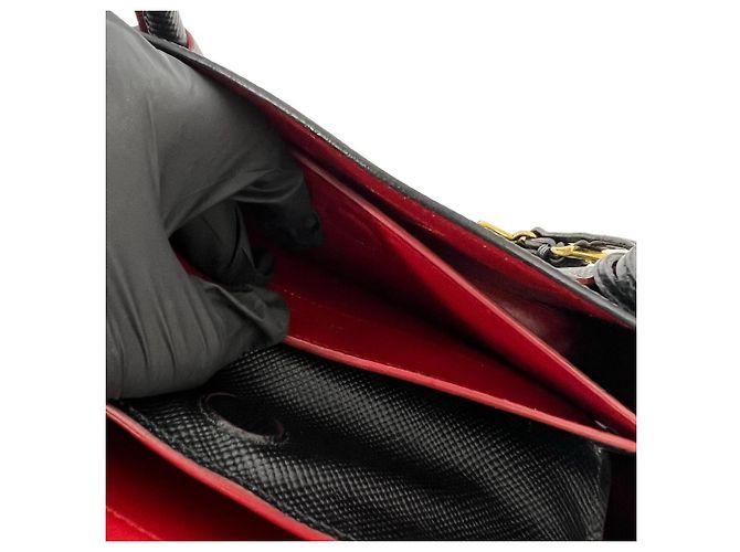 Bolsa Prada em couro Double Saffiano com logo triangular Preto - vista 10