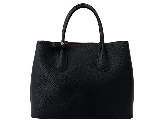 Bolsa Prada em couro Double Saffiano com logo triangular Preto - vista 3