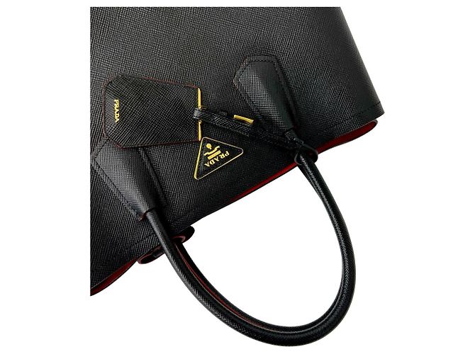 Bolsa Prada em couro Double Saffiano com logo triangular Preto - vista 4
