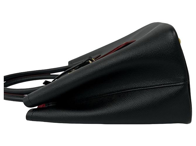 Bolsa Prada em couro Double Saffiano com logo triangular Preto - vista 5