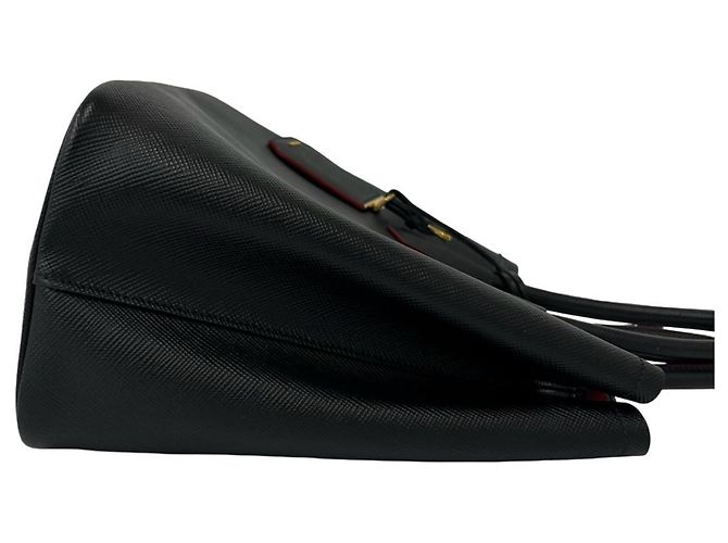 Bolsa Prada em couro Double Saffiano com logo triangular Preto - vista 6