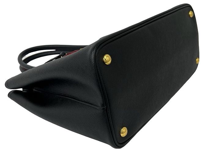 Bolsa Prada em couro Double Saffiano com logo triangular Preto - vista 7