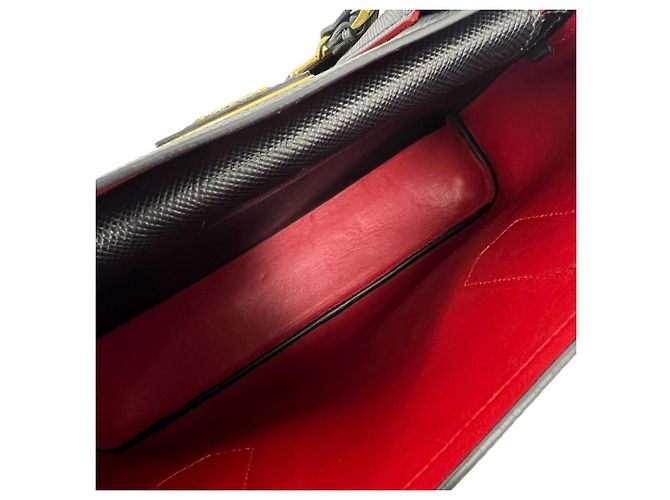 Bolsa Prada em couro Double Saffiano com logo triangular Preto - vista 9