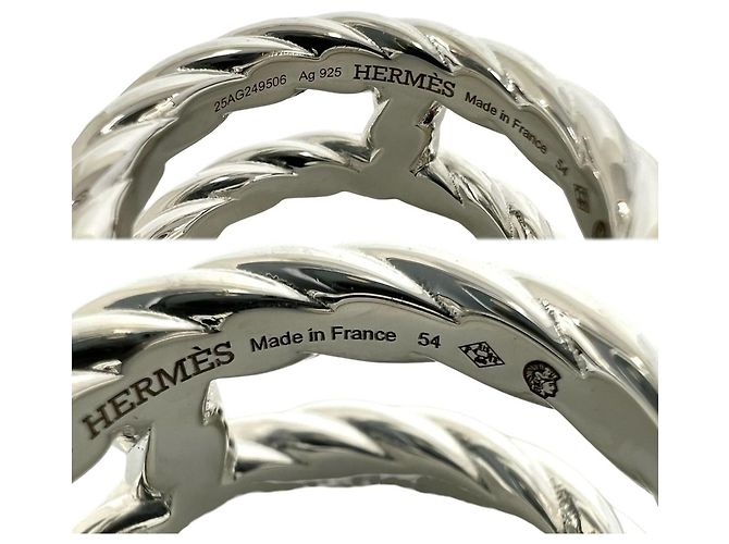 Ring Hermès Anello Hermes Area Band in Argento Sterling 925 - vista 3