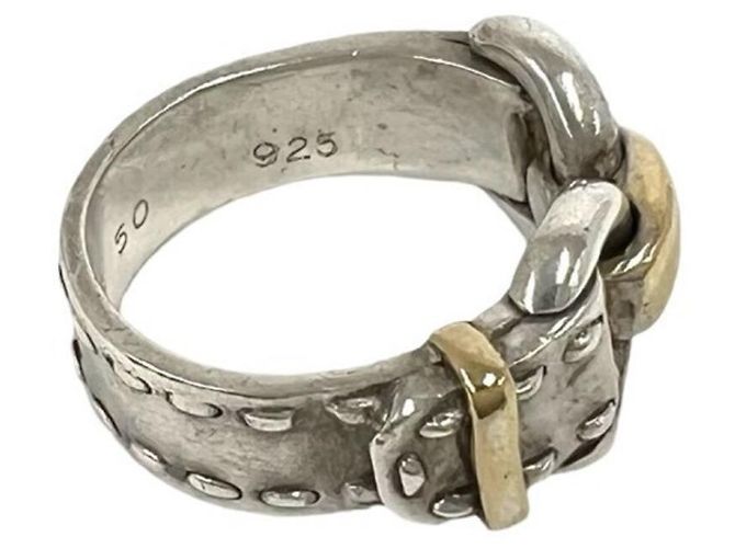 Ring Hermès Anello HERMES Vintage Montevideo Band Argento D'oro - vista 5