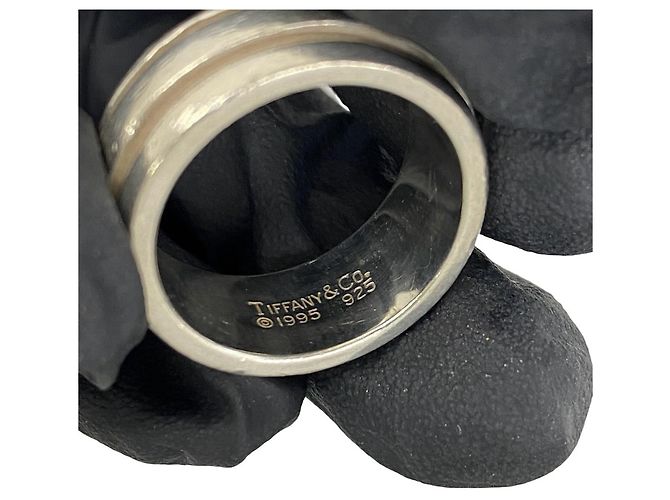 Tiffany & Co. Grooved Double Line Band Ring Silber - Ansicht 2