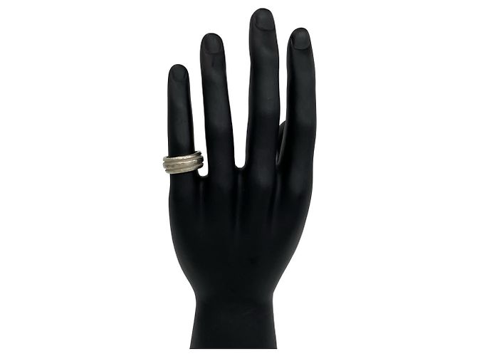 Tiffany & Co. Grooved Double Line Band Ring Silber - Ansicht 3
