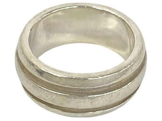 Tiffany & Co. Grooved Double Line Band Ring Silber - Ansicht 4