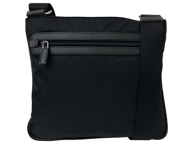 Borsa Tote Prada con logo triangolare in metallo Nero - vista 3