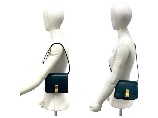 Céline Celine Classic Box Small Mini Borsa a Tracolla in Pelle Verde - vista 2