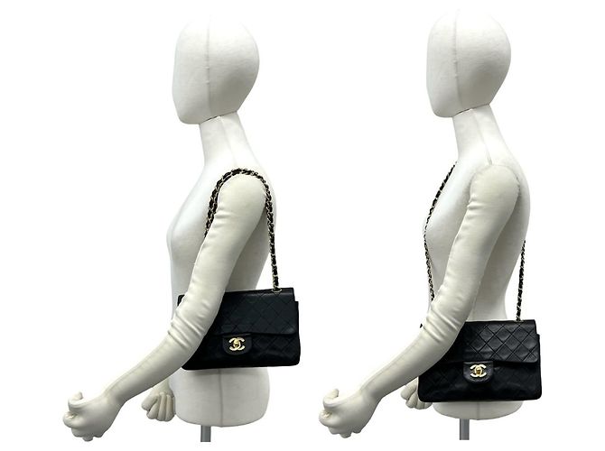 Borsa a tracolla Chanel Matelassé Coco Mark Double Flap Nero - vista 2