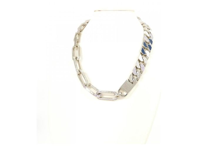 Louis Vuitton Collier Mix Chain Links Patches Necklace Argento - vista 7