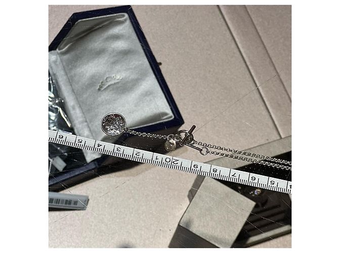 Hermès Ex-Libris Halskette aus Silber und Gold Silber Hardware - Ansicht 5