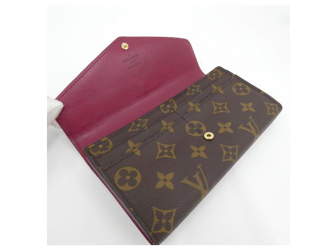 Louis Vuitton Monogram Portefeuille Sarah Wallet Marrone Fuschia - vista 6