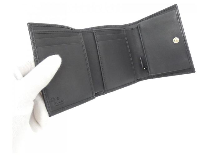 Cartera tríptico Gucci en piel Micro GG negra Negro - vista 5