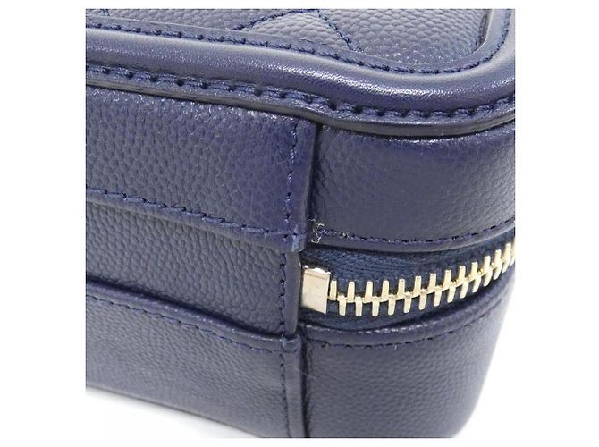 Borsa Chanel 93342 Blu Navy Pelle di Vitello Grena - vista 3
