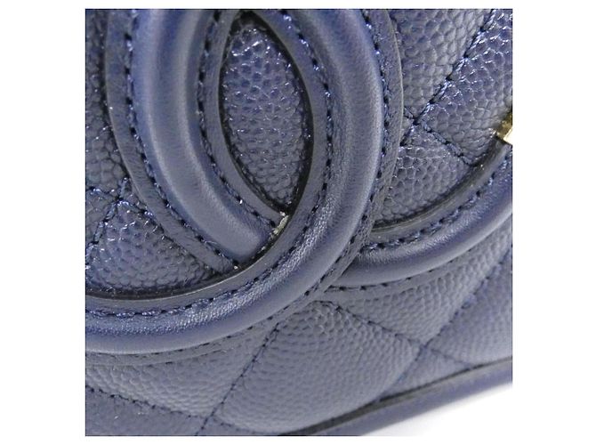Borsa Chanel 93342 Blu Navy Pelle di Vitello Grena - vista 4