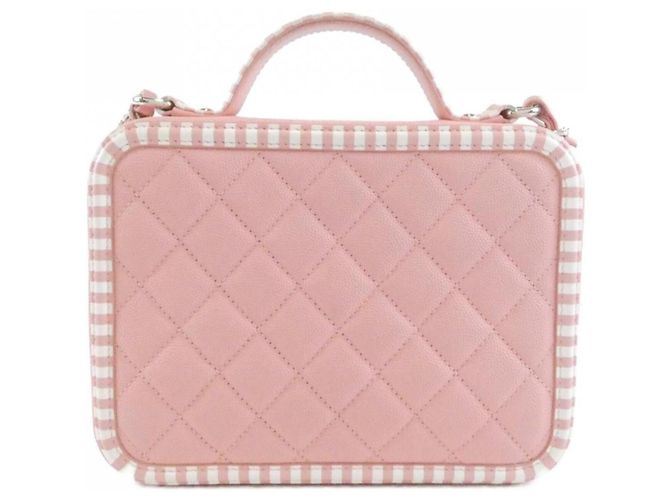 Borsa Chanel 93343 Rosa e Bianca in Pelle di Vitello Bianco - vista 2