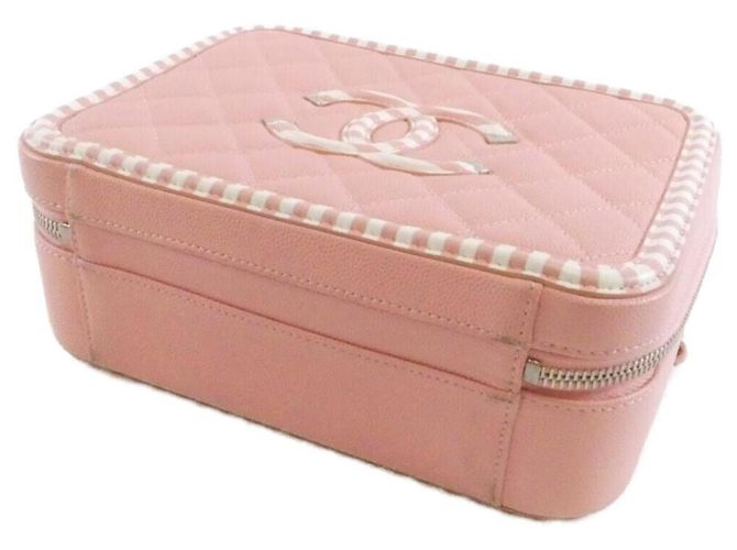 Borsa Chanel 93343 Rosa e Bianca in Pelle di Vitello Bianco - vista 3