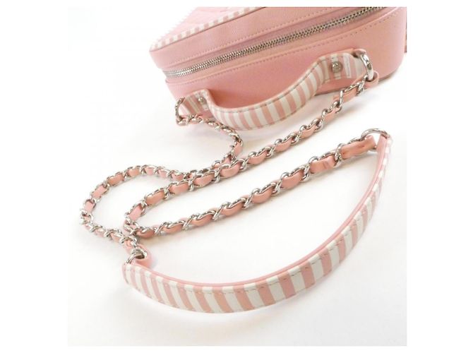 Borsa Chanel 93343 Rosa e Bianca in Pelle di Vitello Bianco - vista 8