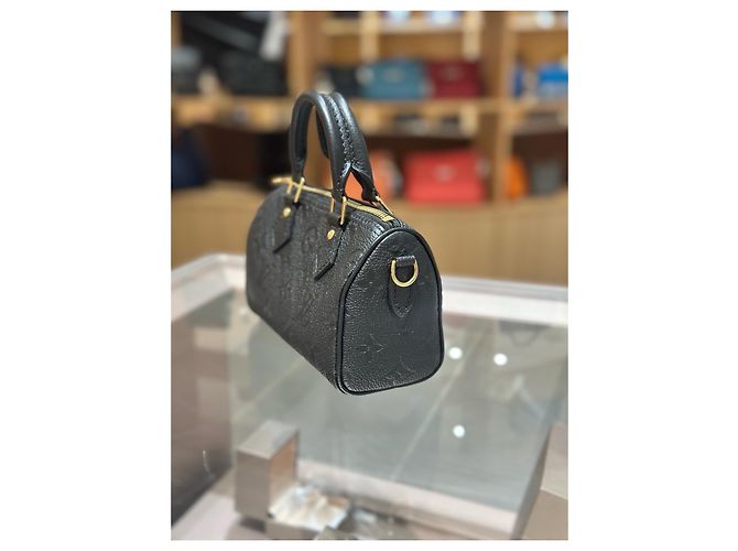 Louis Vuitton Speedy Nano in pelle Monogram Empreintes Nero - vista 3