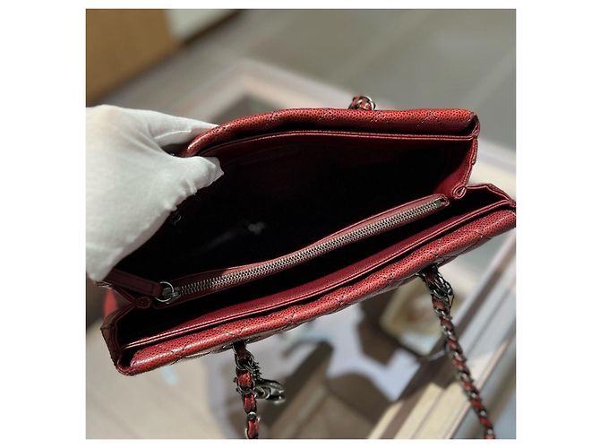 Borsa Chanel GST Grand Shopping Tote Rossa Pelle Caviar - vista 6